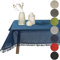 Gartentischdecke geschäumt eckig rund oval wetterfest rutschfeste Weichschaum Tischdecke abwaschbar Garten Balkon Outdoor Camping mit Fransen (Navyblau, 110x140cm (BxL))