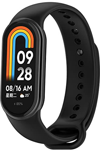 HOMTERN Compatible avec Xiaomi Mi Band 8, bracelet de rechange en silicone souple et durable pour montre connectée Xiaomi Mi Band 8, noir
