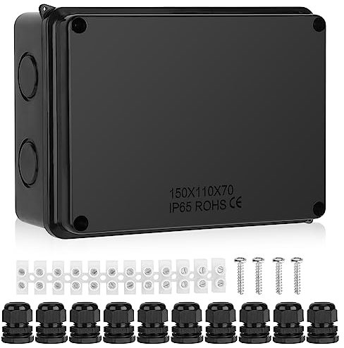 Wasserdichtes Anschlussdose IP65 Anschlusskästen Aufputz Abzweigdosen Gehäuse Elektrobox, Projekt Box Elektronische, ABS Kabelanschlussdose für elektrische Anschlussdose Steuerung-150x110x70mm