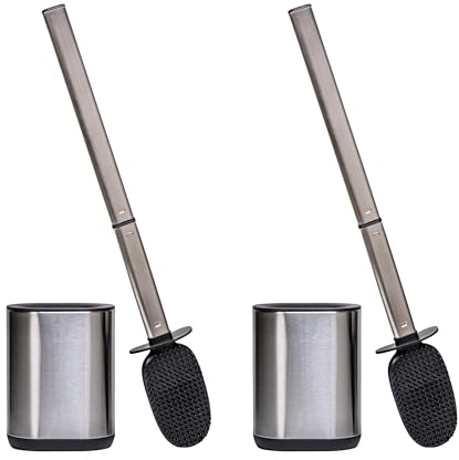 Erreke Brosse WC Silicone Suspendu - En Acier Inoxydable Avec Support, Moderne et Élégante, Hygiène Améliorée (Ensemble de 2)