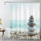 LB Zen Stein Duschvorhang 120x175cm Krickentenmeer Antischimmel Wasserdicht Badezimmer Vorhänge, Küstenstrand Landschaft Extra Kurz Polyester Stoff Bad Vorhang mit Haken
