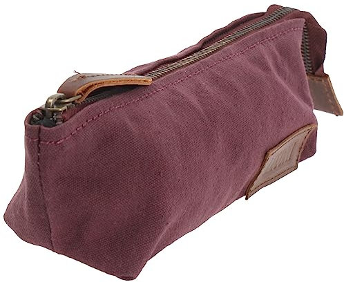 LECONI Stiftemappe Federtasche Mäppchen für Stifte Federmappe Utensilientasche Stifteetui Damen + Herren Canvas Leder 22x8x4cm bordeaux LE9026-C