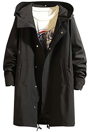 Vestes pour Hommes Bomber Léger Casual Veste à Capuche Automne Piste Sports Long Coupe-Vent Imperméable Extérieur Vêtements de Travail Mince Sportwear Manteau avec Poches Plus Taille M-6XL