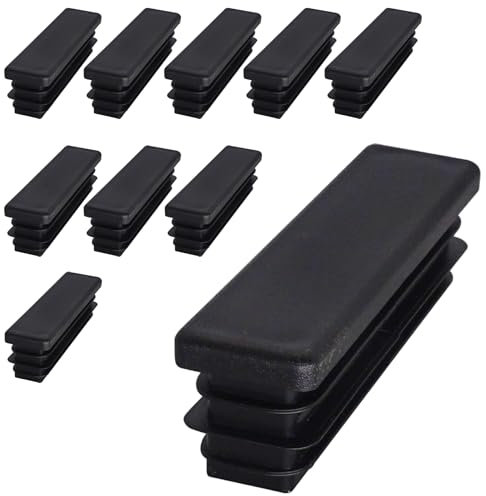 SKIR'CO (10 Stück) Rechteckige Kunststoffstopfen 20 x 80 mm, Matt Rechteckstopfen, Rechteckige Rohreinsätze, Zaunpfosten Kappen, Schwarz RAL 9005