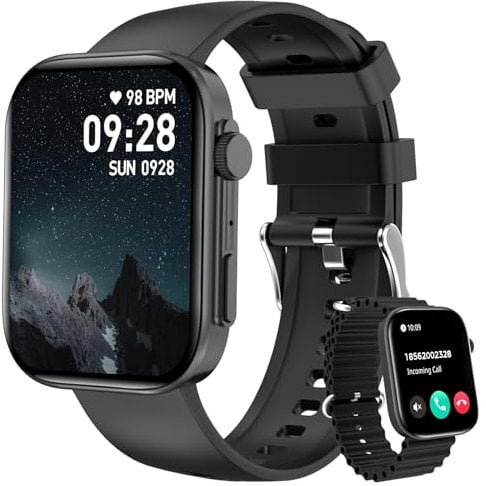 BRIBEJAT Montre Connectée Homme Femmes avec Appels Bluetooth, 2,01'' Smartwatch,100 Modes Sportifs avec Cardiofrequencemetre, Sommeil,Etanche IP68 Bracelet Connectée Montre pour Android iOS, Noir