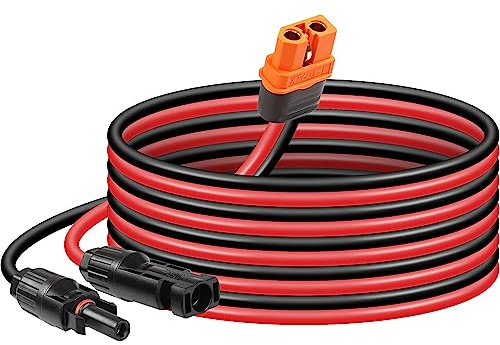 CERRXIAN 10FT/3M 12AWG Solarpanel-Stecker auf XT60i-Buchse, Solarpanel-Stromkabel für Solarpanel, tragbares Wohnmobil-Kraftwerk, tragbares Kraftwerk, Lipo-Batterie (10FT/3M)