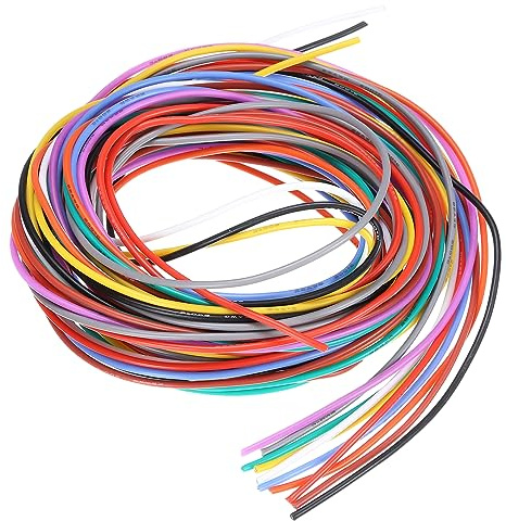 QUARKZMAN 24 Calibro Silicone Filo Elettrico 24AWG Cavo Elettrico Filo Trefolo Flessibile Cavi Stagnato Rame Cavo Bobina 10 Colore 1,5 M/4,92 piedi per Auto Modello Elettrodomestic 10pz