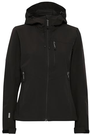 NORTH BEND NBRosa Damen Softshell Jacke Funktionsjacke wasserdicht atmungsaktiv winddicht Wassersäule 8000mm W-PRO Wetterschutzsystem, Größe:40, Farbe:Black (1001)