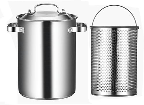 Marmites de Cuisson, marmite à Asperges de 4 L, cuiseur à Vapeur pour Asperges, poêle à Frites, cuisinière à pâtes en Acier Inoxydable 304 avec Panier passoire et Couvercle pour la
