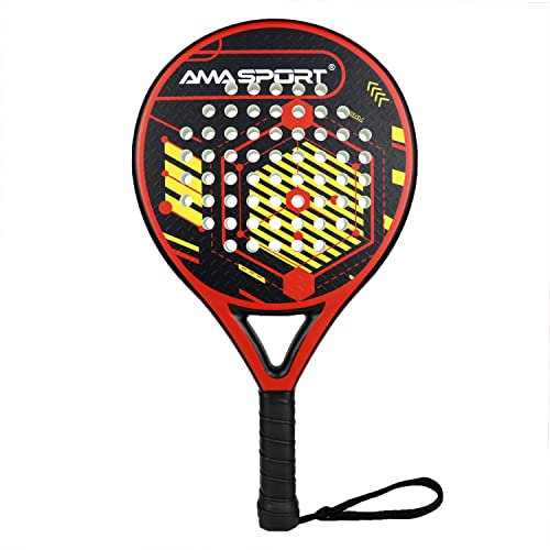 AMA Sport – AP-AMA-P46-RED – Pala de pádel Redonda – Roja – Control, Cabeza Ligera – Principiantes
