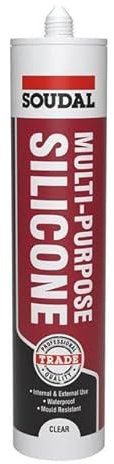 Soudal Trade Multi-Purpose Silicone Sealant Mould Resistant Waterproof 290ml (Clear)