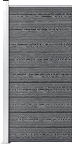 Zaunelement WPC, Sichtschutzzaun 95x186 cm Grau, Holz-Kunststoff-Verbundstoff, Aluminium, Stahl, für Gartenzaun oder Sichtschutz