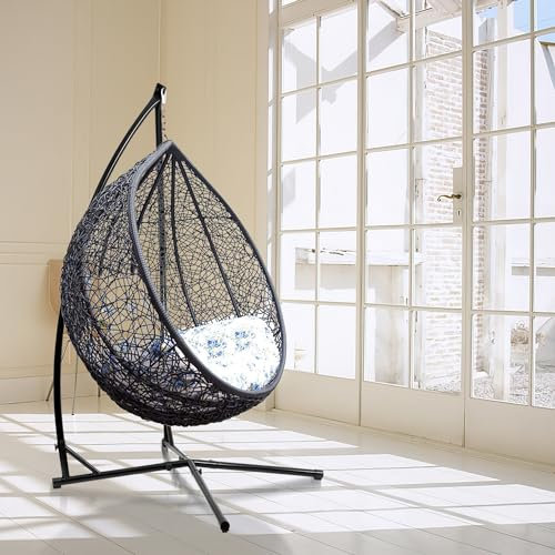 Tubiaz Armature de fauteuil suspendu avec structure stable, cadre de chaise suspendue en métal jusqu'à 150 kg, support de hamac, support de siège suspendu pour siège suspendu, support en tube d'acier