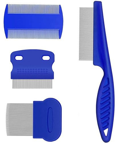 Pettine per Gatti Cane,4 Pezzi Pettine delle pulci per il cane gatto,per Pidocchi per Gatti,Remove Float Hair Tear Marks Tick Removal Tool,Adatto a cani e gatti