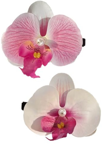 JTQYFI Lot de 2 épingles à cheveux en forme de fleur pour filles - Orchidées mignonnes - Barrette à cheveux pour coiffure - Pince à cheveux latérale - Accessoires pour femmes - Pince à cheveux à