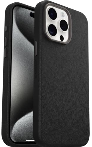 OtterBox Symmetry Series Cactus Leather MagSafe Case for iPhone 15 Pro Max, Shockproof, Drop proof, Protective Thin Case, 3x Tested to Military Standard, Black