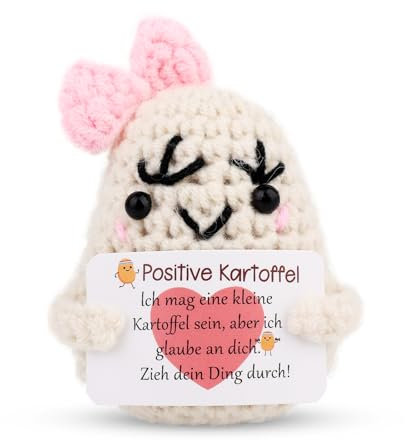 Positive Potato, Creative Knitting Wool Potato Doll with Positive Energy Card, Courage Gift for Sad Person, Best Gift for Family, Friend, Patient, Birthday Gift (positive potato with hair clip)