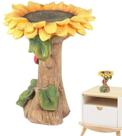 Bird Bath for Outside,Colorful Resin Bird Water Feeder Bowl Sunflower Statue | Decorative Weatherproof Feeding Bowl Ornament for Garden Yard Lawn Outdoor
