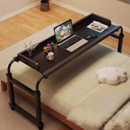 ZHFASDS Table De Lit CroiséE avec roulettes,Bureau RéGlable en Hauteur Et en Longueur Support pour Ordinateur Portableroulant Lit Table Table MéDicale Roulante Bureau sur Lit(Color:Noir)
