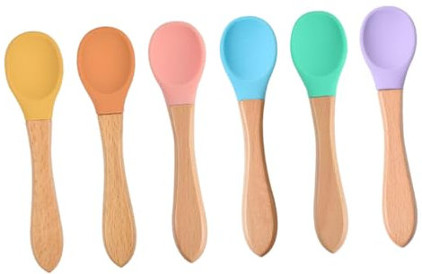 Hohopeti Entwöhnungslöffel Baby-silikonlöffel Helle Farben 6-teiliges Set Sicheres Ergonomisches Design