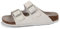 Mesing Sandalias Mules Mujer Hombre Verano Plana Hebilla Punta Abierta Sandalias de Pala Cómodo Piel de Ante Pantuflas de Corcho XZ490-White-EU39