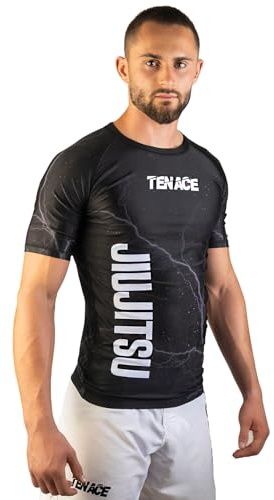 Tenace Camiseta Compresión Jiu Jitsu - Entrenamiento MMA, BJJ, Grappling Rashguard… (S, Negro)