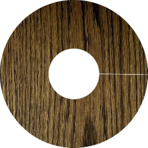 Oak Pipe Covers for Solid, Engineered Wood & Laminate Floors, 15mm Radiator Pipe Collars, Roses, Surroundings, Rings, Real Wood Oak Veneer, Slim Modern Profile, Self Adhesive (Dark Brown Oak, x2)