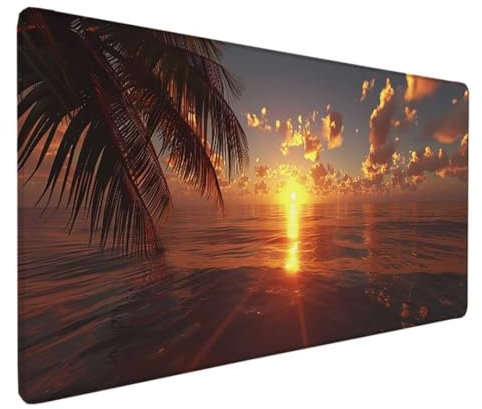 Tapis de Souris XXL 700 x 300MM, Tapis de Souris Gamer Jaune Tapis de Bureau Coucher De Soleil Mouse Pad Antidérapant Étanche, Bords Cousus Tapis de Bureau Gaming Pour la Bureau, Jeux, Maison Déco 2-3