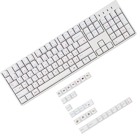 PHENOFICE 1 Set Da 132 Pezzi Keycap Copritasti Decorativi Arredamento Per Ufficio Protezione Della Tastiera Arredamento Dell'ufficio Copritasti Personalizzati Tappi Per Tastiera Pbt Bianca