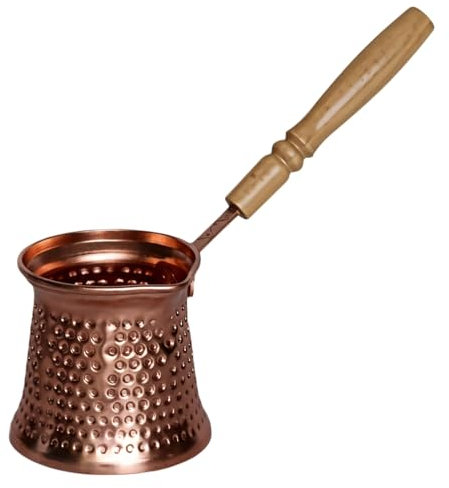 yeeplant 12 Oz Copper Turkish Coffee Pot, Rose Gold Ibrik With Wooden Handle, 350 Ml Capacity, Great For Arabic And Greek Coffee