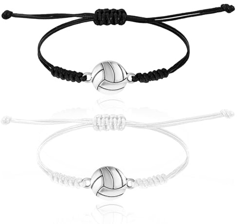 Mabor Volleyball Armband, 2 Stück Verstellbares Stoff Armbänder mit Volleyball Geschenk Charme Souvenir Schenken Volleyballspielern Armband Herren Frauen Freundschaftsarmbänder