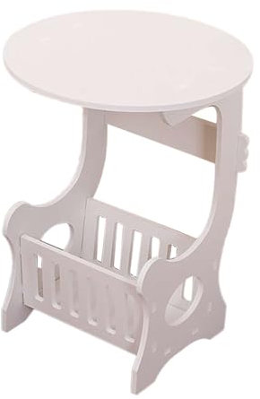 Cabilock Mini-runder-beistelltisch Zeitungsständer Couchtisch Runder Tisch Zeitungstisch Kaffeetablett Für Wohnzimmer Schlafzimmer Balkon Mini-couchtisch Mit Ablagekorb Weiß Kleine