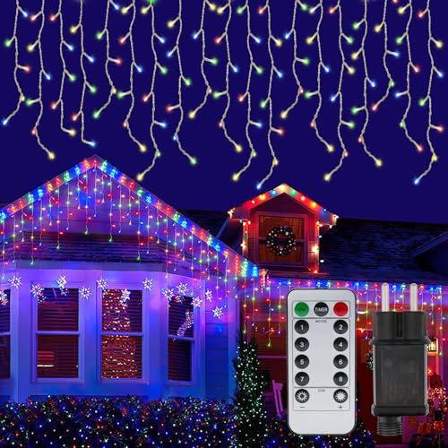 Rideau Lumineux Noel Exterieur 10M 400 LED Lumineux Noel Exterieur avec Télécommande Minuterie, Timer, 8 Modes, Étanche, Guirlande Lumineuse Decoration de Decoration /Fêtes pour Extérieur et Intérieur