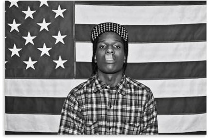 ZCHLATGDE ASAP_Rocky Flag Black Singer Poster Dekorative Malerei Leinwand Wandkunst Wohnzimmer Poster Schlafzimmer Malerei,Wandkunst Bilddruck Moderne Familienzimmer Dekor 12x18inch(30x45cm)