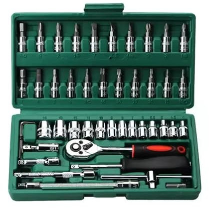 GYQIZSS 46pcs Car Repair Tool Kit, 1/4 Inch Drive Socket Ratchet Wrench Set, Combo Tools Kit Bicycle Auto Repairing Tool