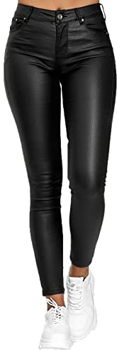 vokkrv Pantalones de Cuero Mujer Casual Moda Pants Jogging Slim Fit Retro Vintage Pantalones Largos Fiesta Elegante Deportes gótico Punk Pantalones Botones Bolsillos