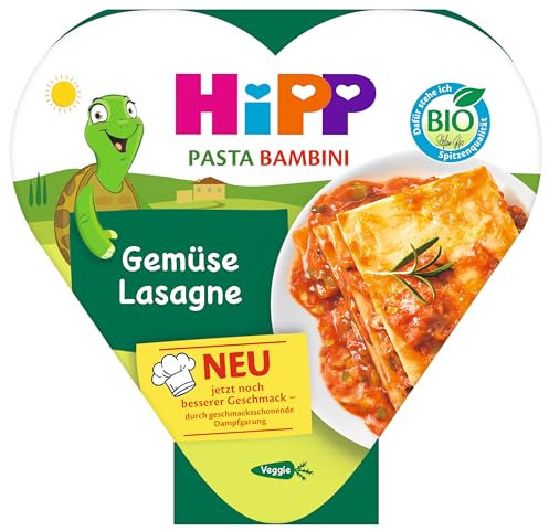 HiPP Bio Gemüselasagne (6 x 250g), Menü ab 1 Jahr, schonend dampfgegart, vegetarisch, kindgerecht gewürzt, in Bio-Qualität