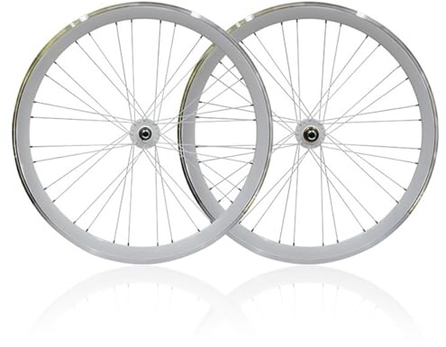 700C Fixed Gear Fahrrad-Laufradsatz 40mm Single Speed/Fixie-Fahrräder Vorder- Und Hinterrad Aluminiumlegierung V-Bremse 32H/36H F100MM/R120MM Naben 2560g(White)