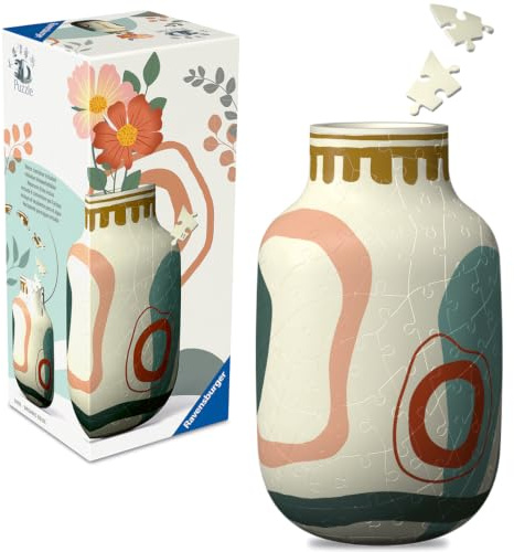 Ravensburger 3D Puzzle Vase beige im abstrakten Design mit integriertem Wasserbehälter - für echte oder künstliche Blumen - Home Deco