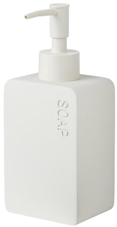 BUTLERS Seifenspender 250 ml Polyresin - Basic - Soap Schriftzug | Farbe Beige - Flüssigseifenspender für Bad & Gäste-WC - Seifendosierer zum Nachfüllen - Matte Optik