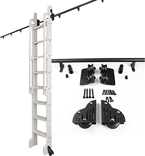 Rollleiter-Set, mobile Leiter für Bücherregale, Lager, Bars, Schränke, 600 cm, Schienen-Set für Dachböden, Wohnzimmer und Innenbereich