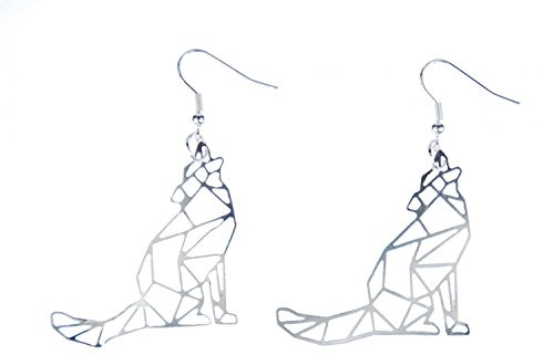 Miniblings Wolf Ohrringe Hänger Natur Tier Hund Origami versilbert | Ohrschmuck, sorgfältig in Berlin gefertigt, mit Geometrie und Filigran