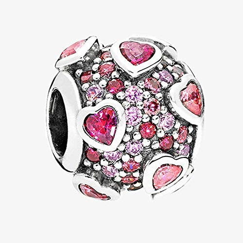 PANDOCCI 2018 San Valentino Explosion of Pink Love Heart Bead 925 argento fai da te adatto per originale Pandora bracciali gioielli moda fascino