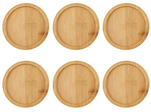 6 Piezas Platillos De Madera Bandeja De Madera para Plantas Jardineras para Plantas De Interior Plato De Jardineras Redondas Maceteros Bambú Tazas y Platos Planta En Maceta