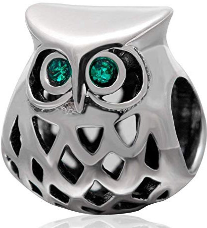 925 Sterling Silber Eule Charm Glücksbringer Vogel Charm Haustier Charm für Pandora Bettelarmband (D)