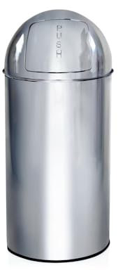 hjh OFFICE 741004 Mülleimer klein Push Chrom 35L Retro Abfallsammler mit Push-Klappe