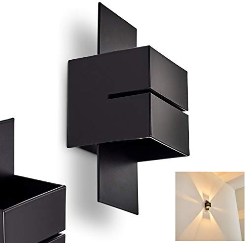 Wandlampe Tora aus Metall in Schwarz mit Schlitz, moderne Wandleuchte mit Lichteffekt, 1 x G9-Fassung, Cube/Innenwandleuchte mit Up & Down-Effekt, ohne Leuchtmittel