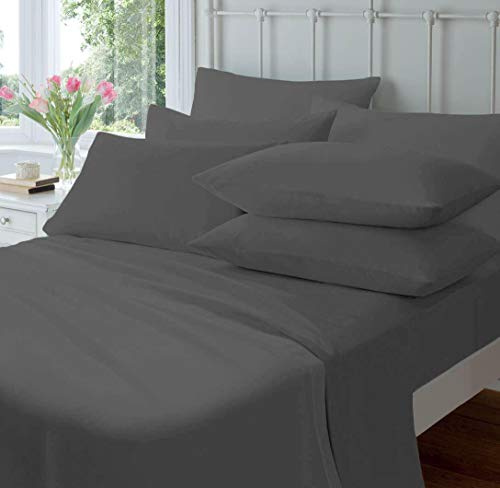 Olivia Rocco Flannelette Flat Sheet Soft Brushed Cotton Bed Sheets, King Grey