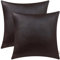 Brawarm 2 Stück Kunstleder-Kissenbezüge 55,9 x cm, Moden Boho Leder-Kissenbezüge, dekorative Kissen Couch für Wohnzimmer, Garten, Couch, Bett, Sofa, Stuhl, Dichtung braun