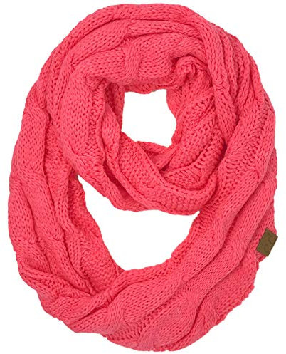 C.C CC Winter Soft Matching Unisex Grobstrick Cowl Loop Infinity Schal, Solid New Candy Pink, Einheitsgröße